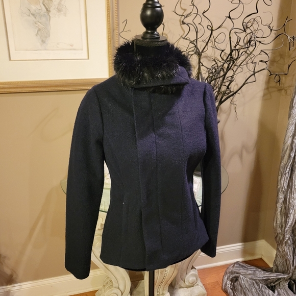 Bebe Wool Blend Faux Fur Collar Coat - Picture 7 of 15